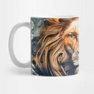 Lion Portrait Animal Painting Wildlife Outdoors Adventure Mug